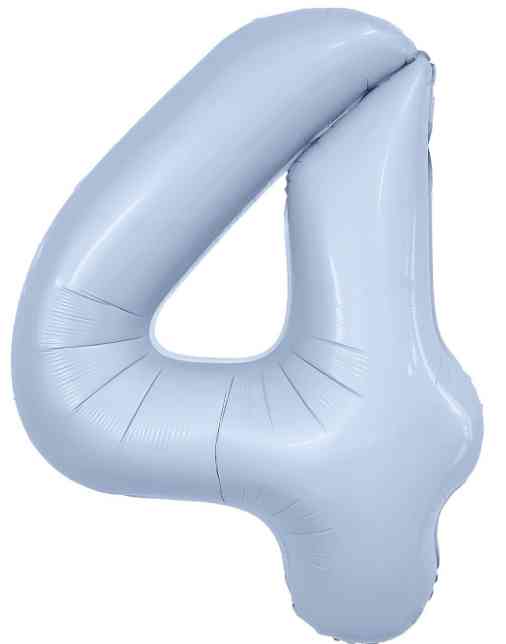 Шар фольга Цифра 40" AG Slim Небесный "4" (упак)