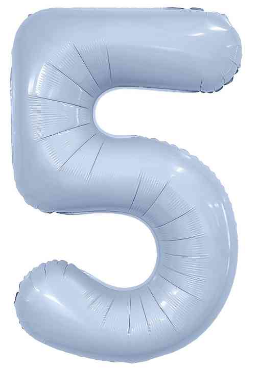 Шар фольга Цифра 40" AG Slim Небесный "5" (упак)