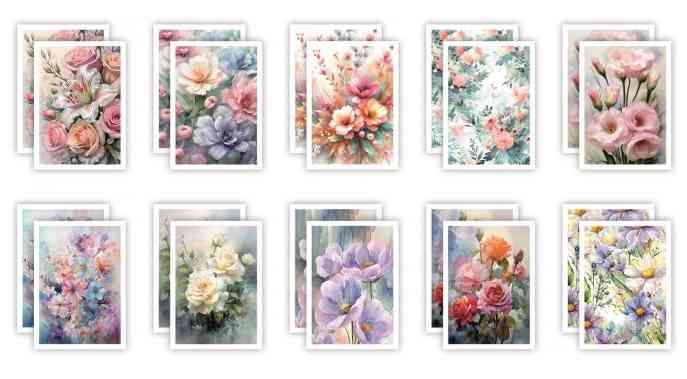 Открытка мини Цветы (20шт)