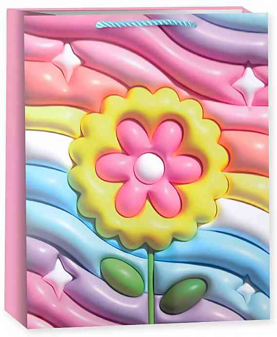 Пакет бумажный L 26х32см Красочный цветок Дизайн №1