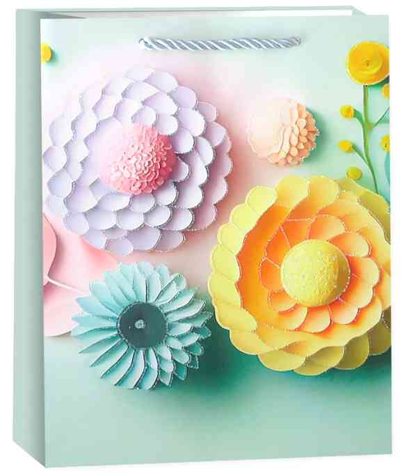 Пакет бумажный L 26х32см Бумажные цветы Дизайн №2