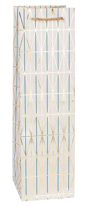 Пакет под бутылку 11х38см Золотой узор Дизайн №3