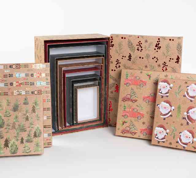 НГ Коробка прямоугольник 37х27х11см Новогодний микс