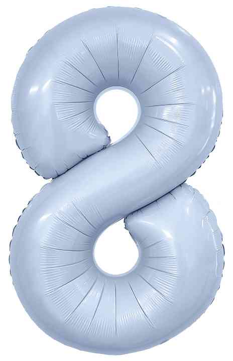 Шар фольга Цифра 40" AG Slim Небесный "8" (упак)