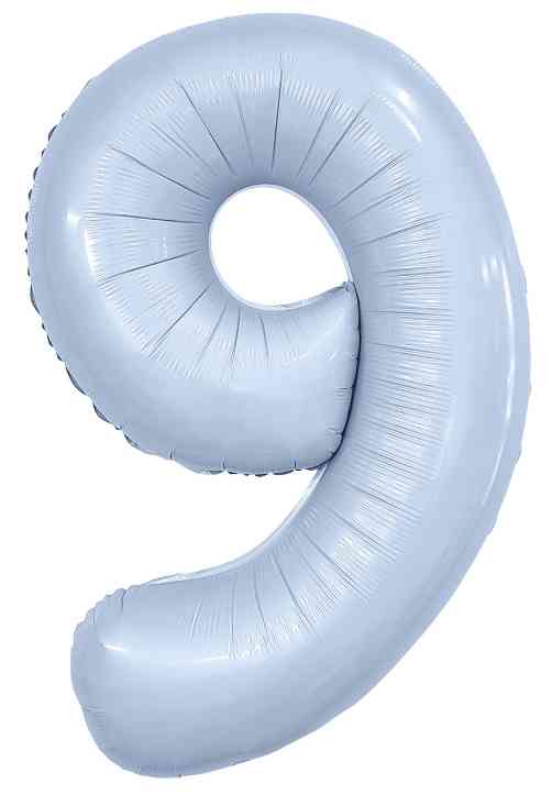 Шар фольга Цифра 40" AG Slim Небесный "9" (упак)