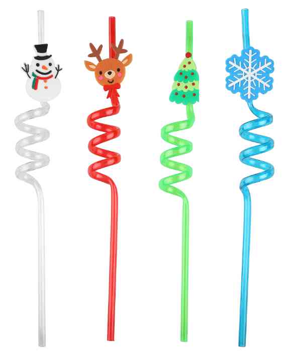 НГ Трубочки для коктейля пластик Новый Год (уп4) ВВ