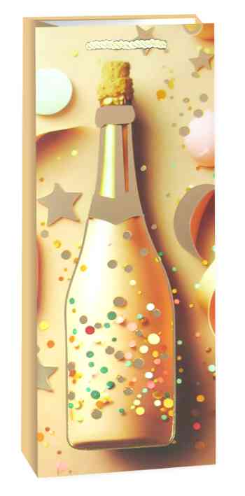 Пакет под бутылку 12х35см Праздничные искры Дизайн №3