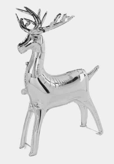 НГ Шар фольга фигура AIR Олень Серебрянный 34" 86смАА (упак)