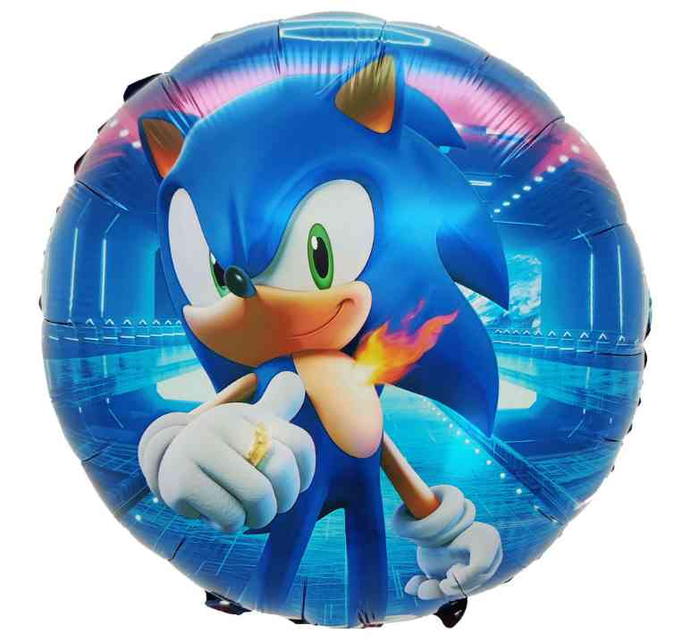 Шар фольга с рисунком 18"FL Круг Ежик Аниме Дизайн №2 Синий