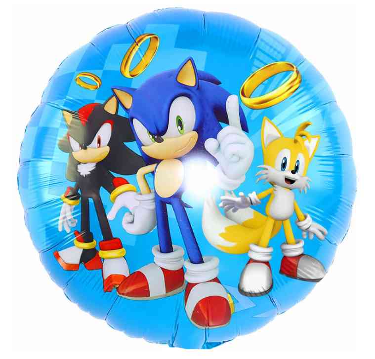 Шар фольга с рисунком 18"FL Круг Ежик Аниме и друзья Синий