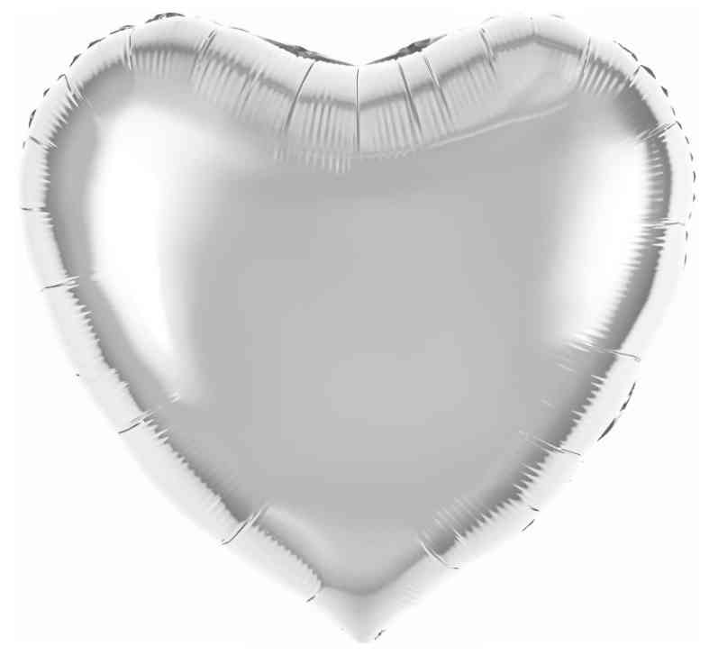 Шар фольга без рисунка 63"FL сердце Металлик Серебро