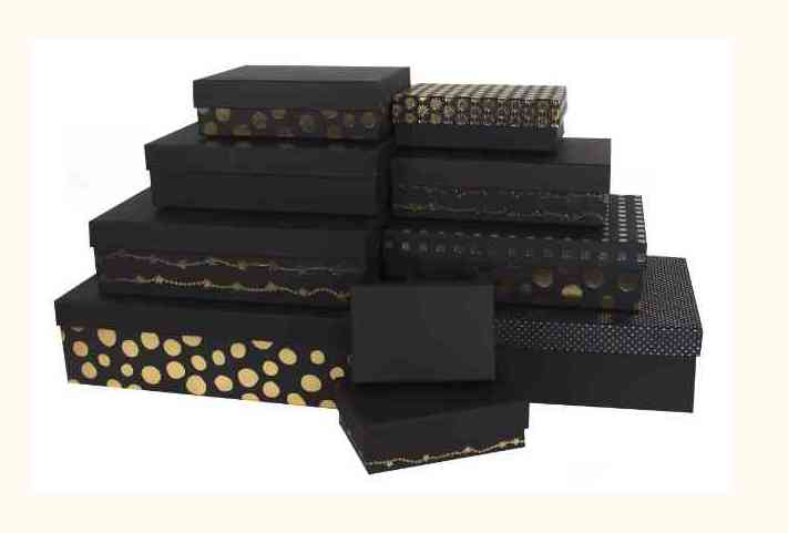 Коробка Прямоугольник 21х15х7см Темная Классика Черный Золото Металлик ДБ