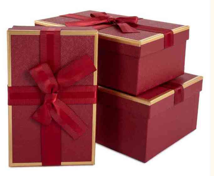 Коробка Прямоугольник 21х14х8см Стильный презент Красный ДБ