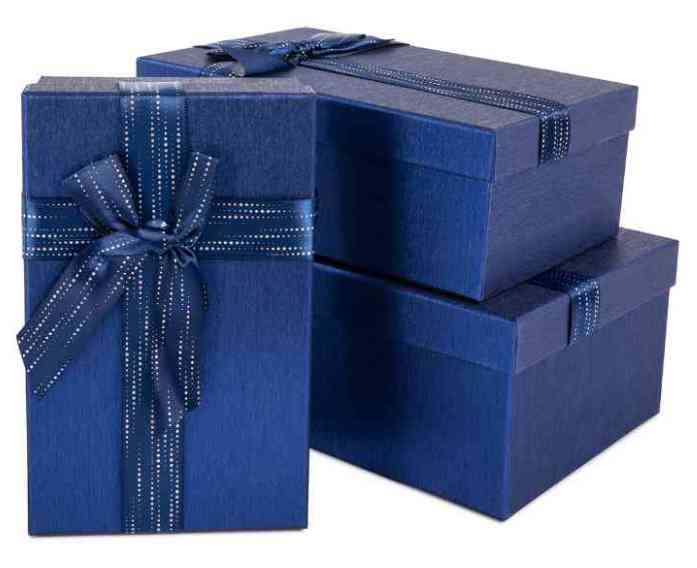 Коробка Прямоугольник 21х14х8см Чудесный подарок Темно-синий ДБ