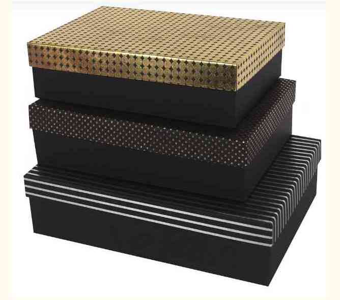 Коробка Прямоугольник 33х23х9см Мужская классика Черный Металлик ДБ