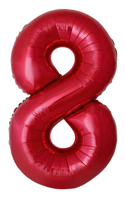 Шар фольга Цифра 40"Fm Slim Красный Металлик "8" (упак)