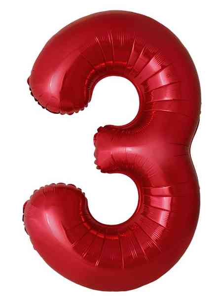 Шар фольга Цифра 40"Fm Slim Красный Металлик "3" (упак)