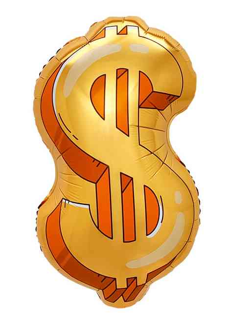 Шар фольга фигура Знак Доллара Золото 32" 81смFL (упак)