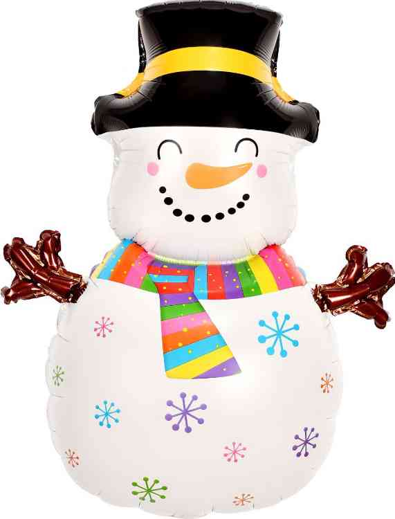 НГ Шар фольга фигура Снеговик в ярком шарфе Градиент 43" 109смFL (упак)