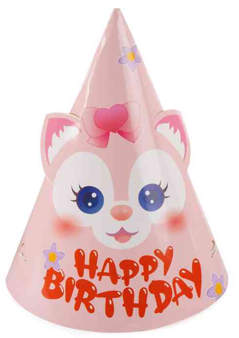 Колпак бумажный Объемные ушки Лисенок Розовый (уп6) ВВ