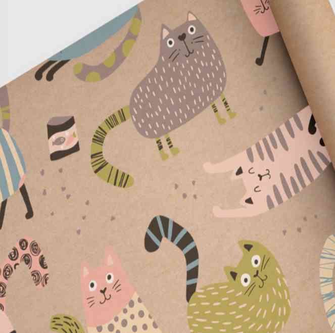 Бумага крафт лист 70х100см Котики Симфония
