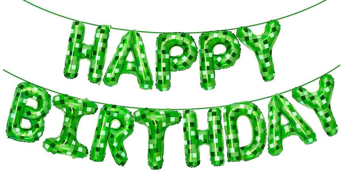 Шар фольга Буквы надпись Happy Birthday Пиксели Зеленый 16" 41смFL