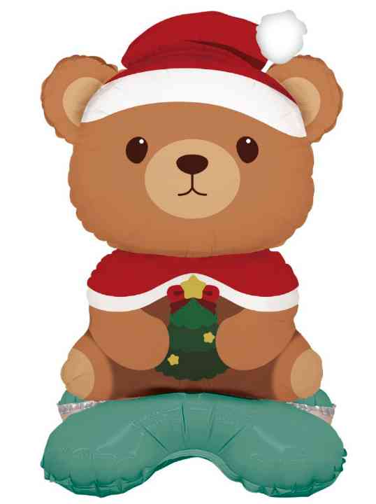 НГ Шар фольга фигура на подставке Новогодний мишка 25" 64смFL (упак)
