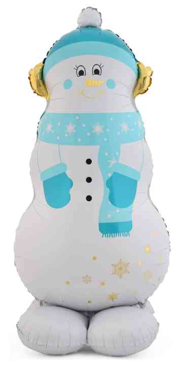 НГ Шар фольга фигура на подставке Снеговик в голубом шарфе 58" 147смFL (упак)