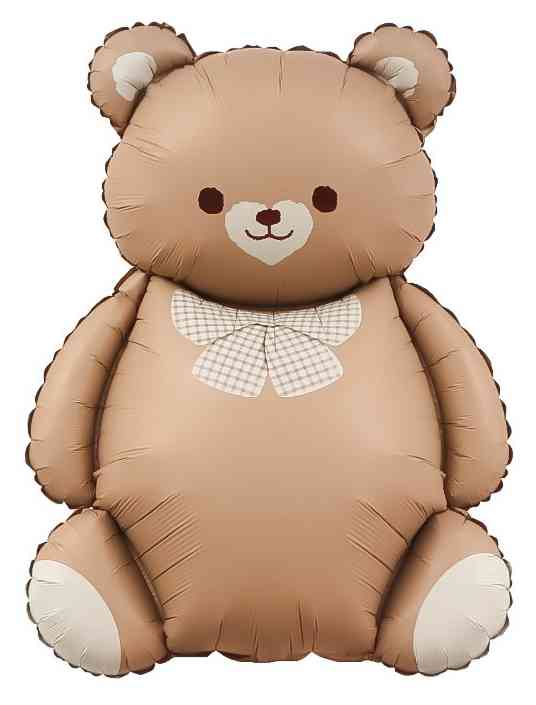Шар фольга фигура Мишка с бантом Коричневый Сатин 35" 89смFL
