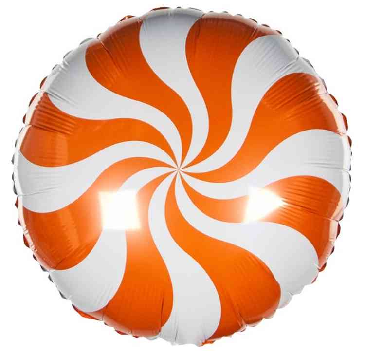 Шар фольга с рисунком 18"Fm круг Леденец Оранжевый