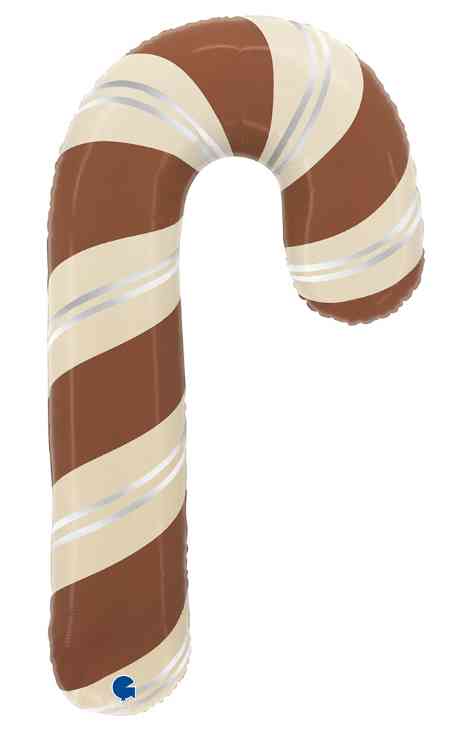 НГ Шар фольга фигура Леденец трость ШоколадныйКремовый Сатин 35" 89смGR (упак)