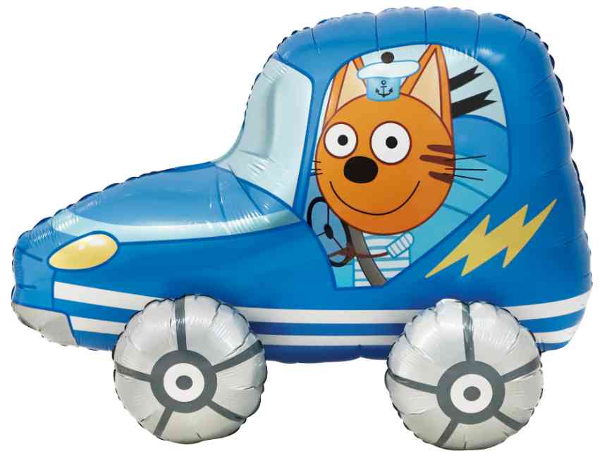 Шар фольга фигура AIR Три Кота Коржик в машинке 29" 74смFL (упак)