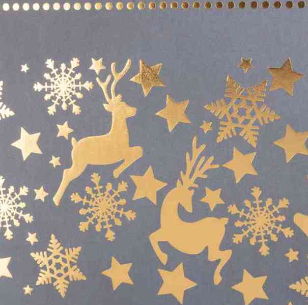 НГ Коробка прямоугольник 33х23х9см Золотые Олени Серый