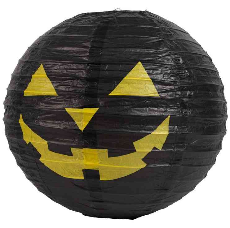 Декоративное украшение Фонарик бумажный Тыква черная подвесная 30см ЕУТ