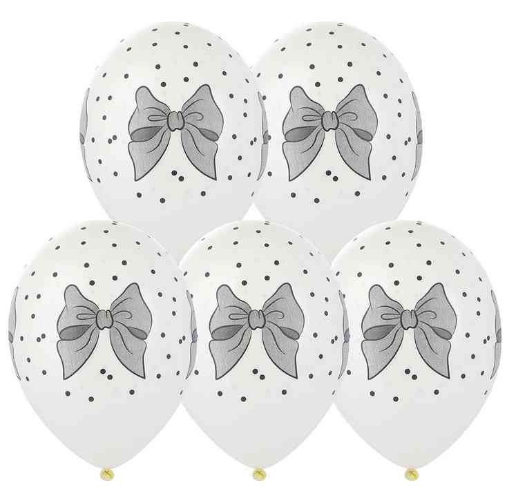 Шар латекс с рисунком 14"Bb пастель Бантики горошек (25шт)