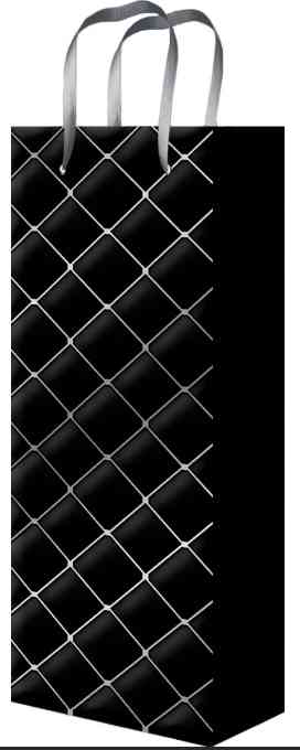Пакет под бутылку 12x35см Изысканный чёрный