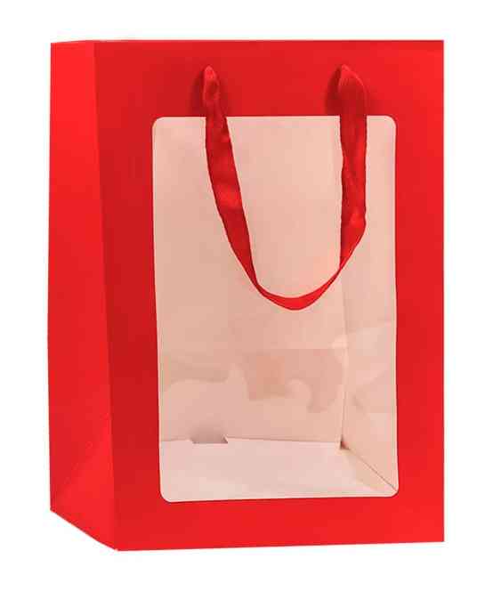 Пакет бумажный ML 20х30см Прозрачное окно Красный