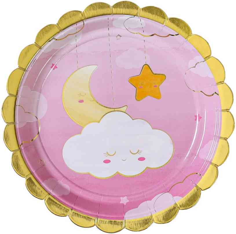 Тарелки бумажные 17 см, 6 шт. Детские грёзы, розовые