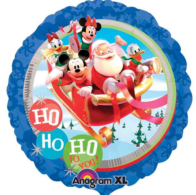 НГ Шар фольга с рисунком 18"An круг Санта и Микки с друзьями