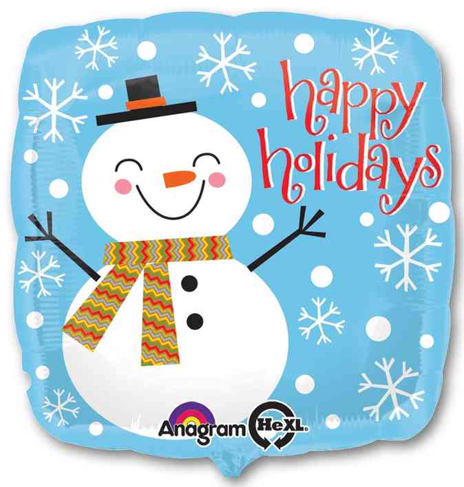 НГ Шар фольга с рисунком 18"An квадрат Снеговик счастливый