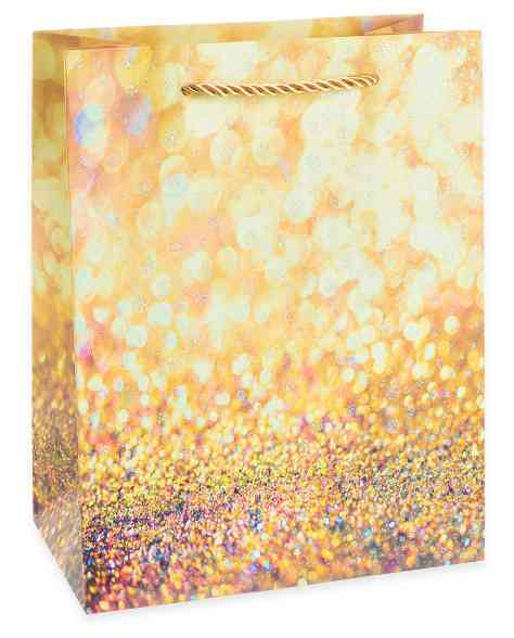 Пакет бумажный L 26х32см Гламур Дизайн №4 Золото с блестками