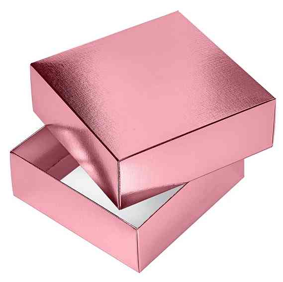 Коробка сборная квадрат 18х18х6,5см METALLIC Розовая