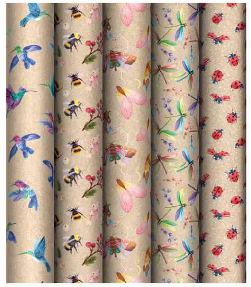 Бумага крафт лист 70х100см Крылатые созданья ассорти 5 дизайнов MESHU