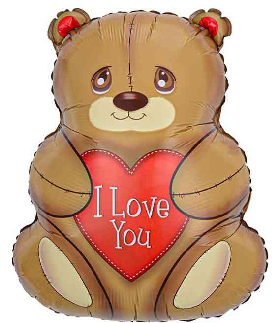 Шар фольга фигура Мишка с сердцем 27" 69смFL