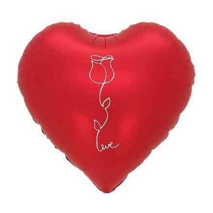 Шар фольга с рисунком 18"FL сердце Роза Красный Сатин