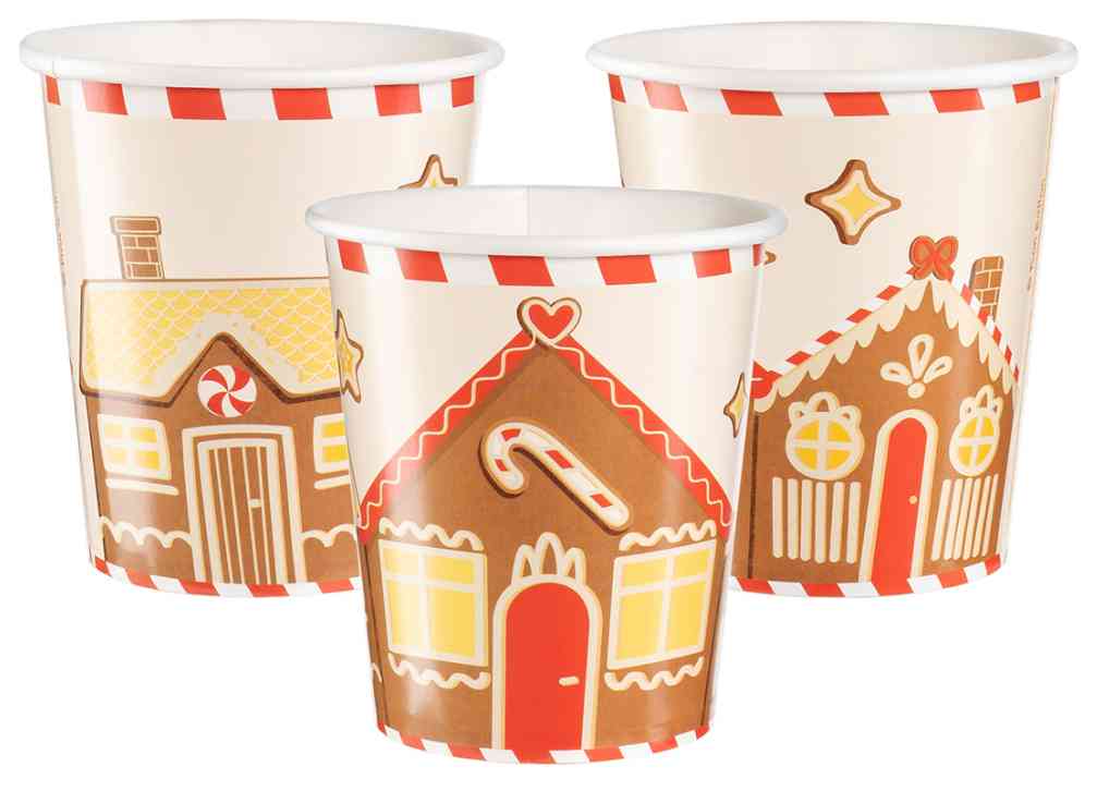Стаканы бумажные 250 мл, 6 шт. Пряничный человечек