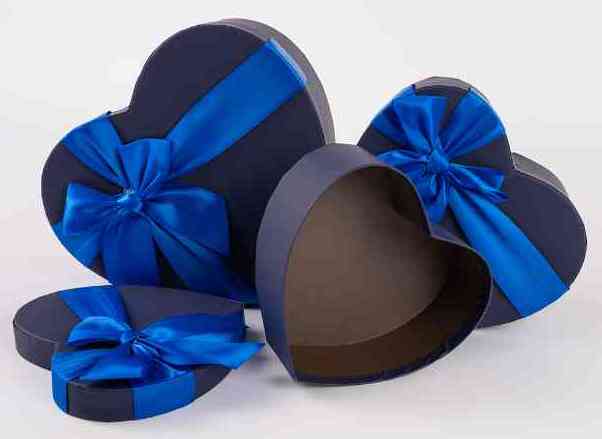 Коробка сердце 18х17х8см Темно-синий