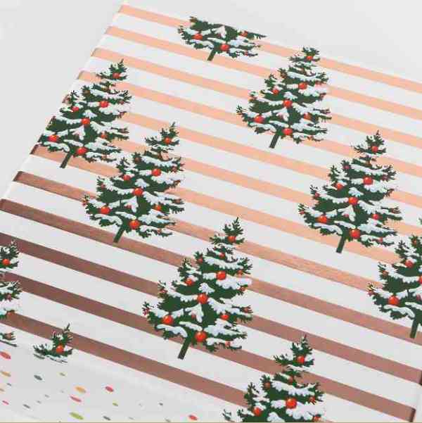 НГ Коробка квадрат 16х16х8см Зимние Елочки Металлик