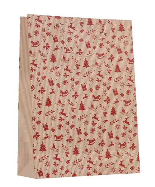 НГ Пакет крафт XL 31х42см С новым годом! Красный принт подарок БР