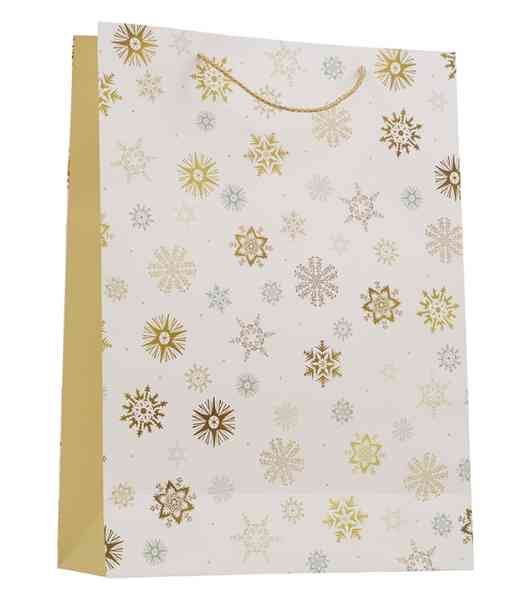 НГ Пакет бумажный XL 31х42см С новым годом! Снежинки золотые БР